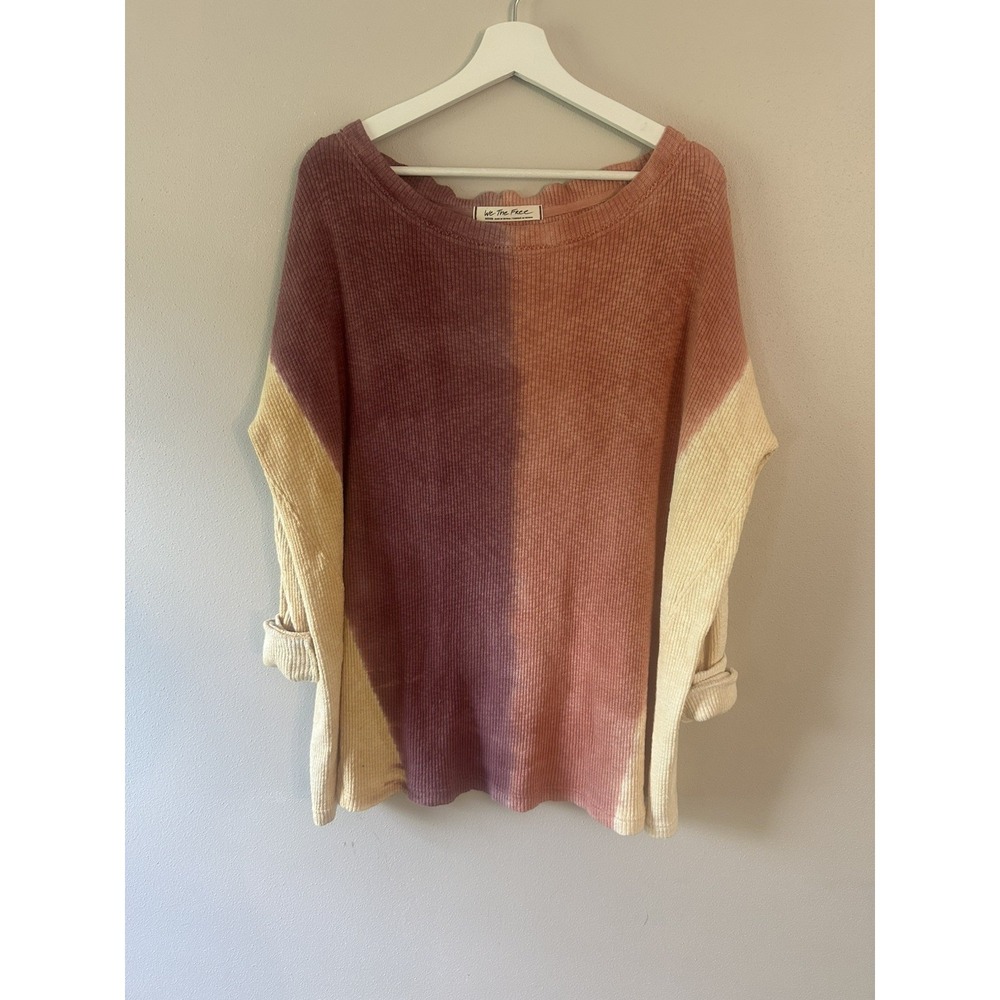 We The Free Top Oversized Tie-Dye Women's Ribbed Dolman Long Sleeve Sz M